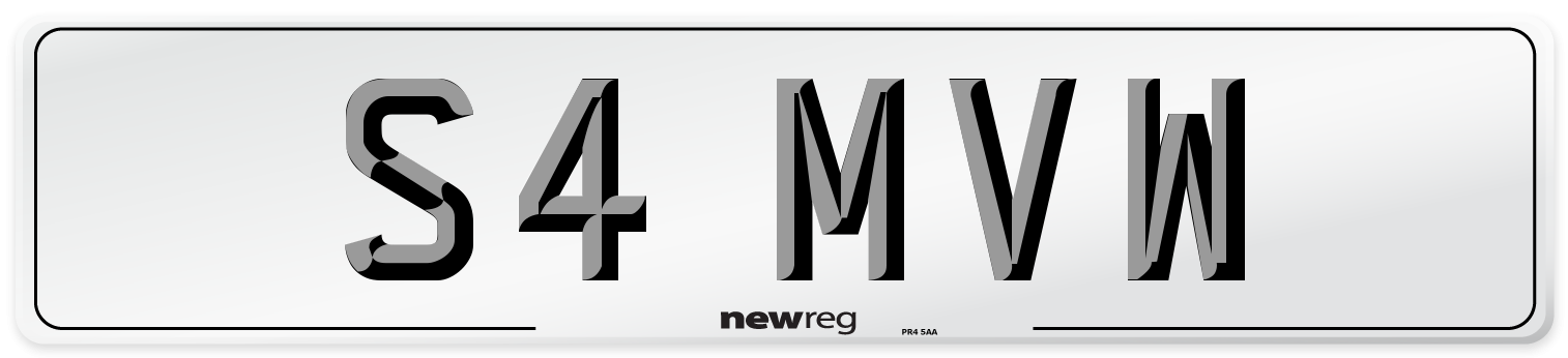 S4 MVW Number Plate from New Reg